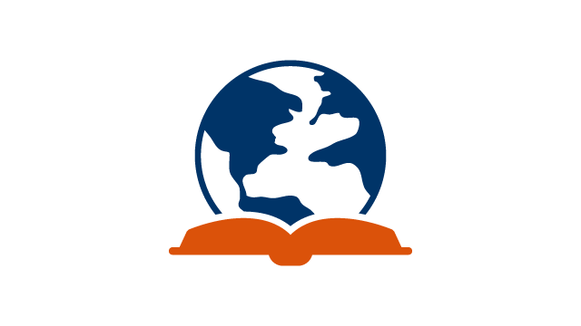 Globe sitting on top of open book.